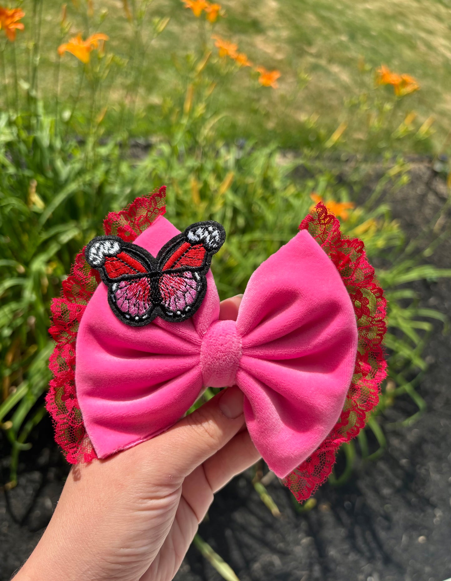 Pink & Red Butterfly + Lace