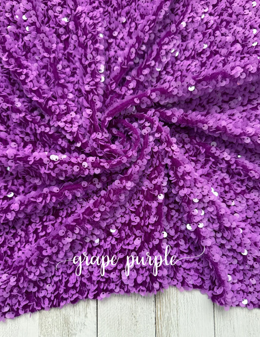 Grape Purple Sequins Velvet